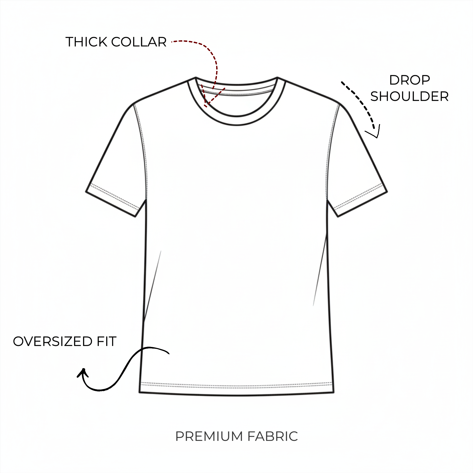 Customized Oversized T Shirts with Embroidered Left Side Text Only Design