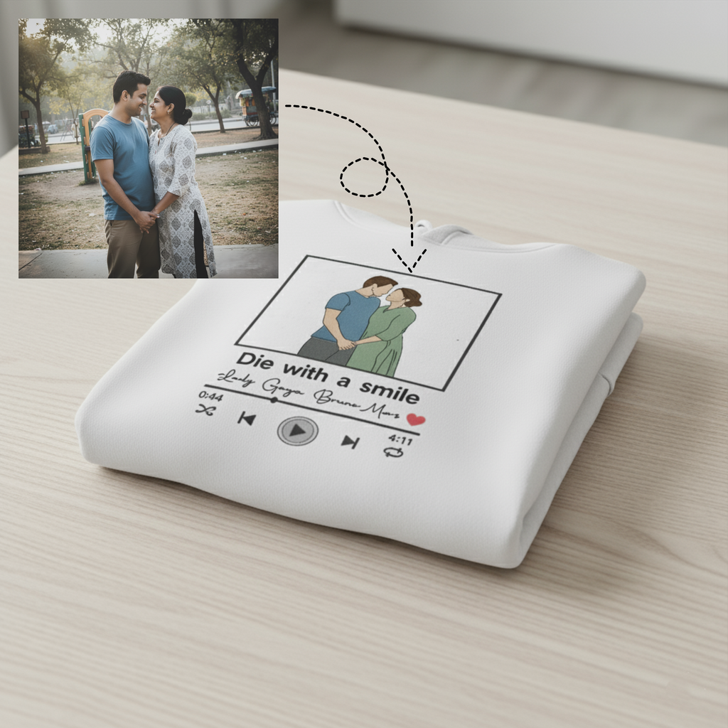 Customized Oversized Unisex Hoodie for Your Loved One with Music Player Design