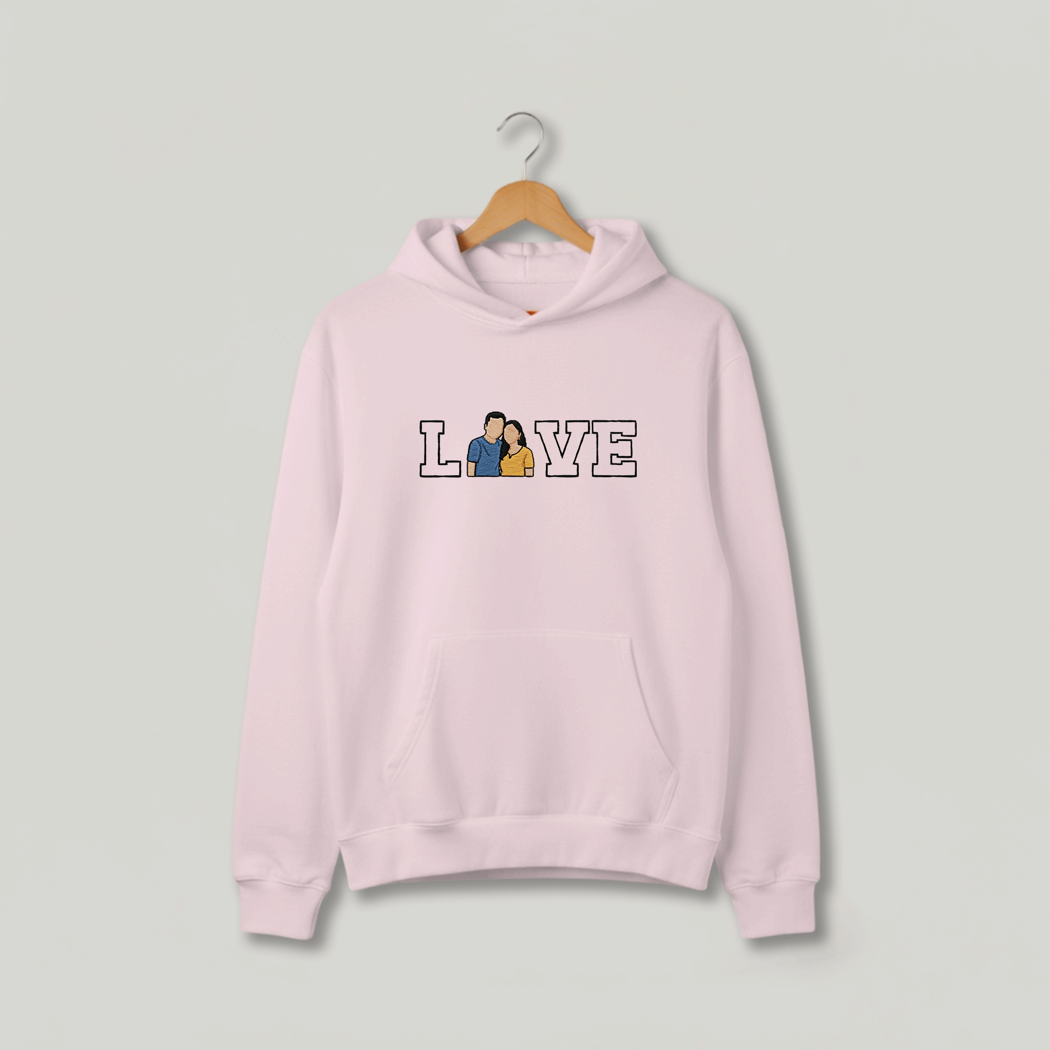 Customized Oversized Unisex Hoodie for Your Loved One with LOVE outline design