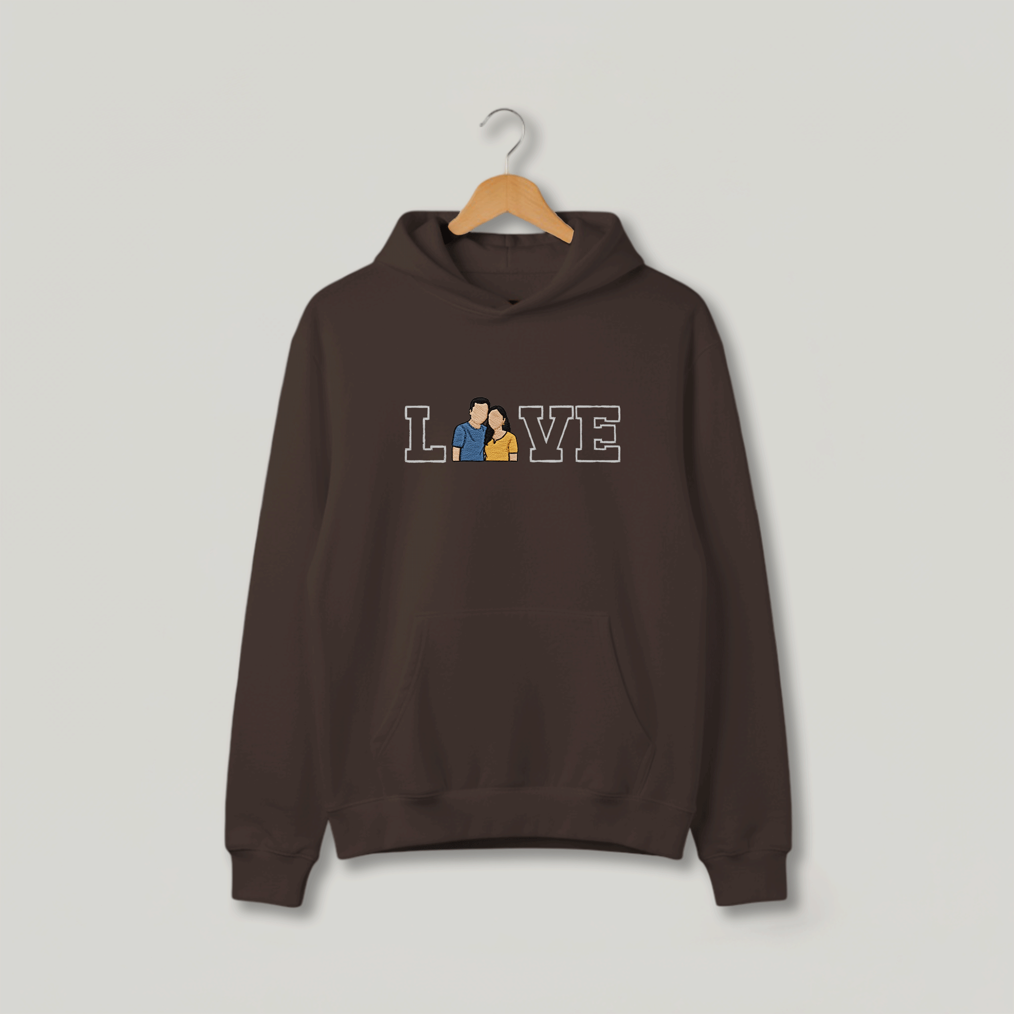 Customized Oversized Unisex Hoodie for Your Loved One with LOVE outline design