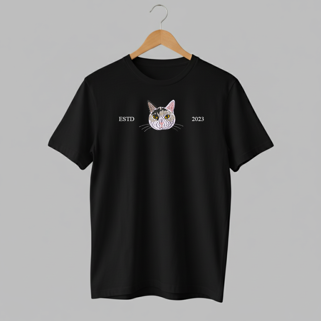 Customized Pet ESTD Embroidered T Shirt – The Perfect Gift for Pet Lovers