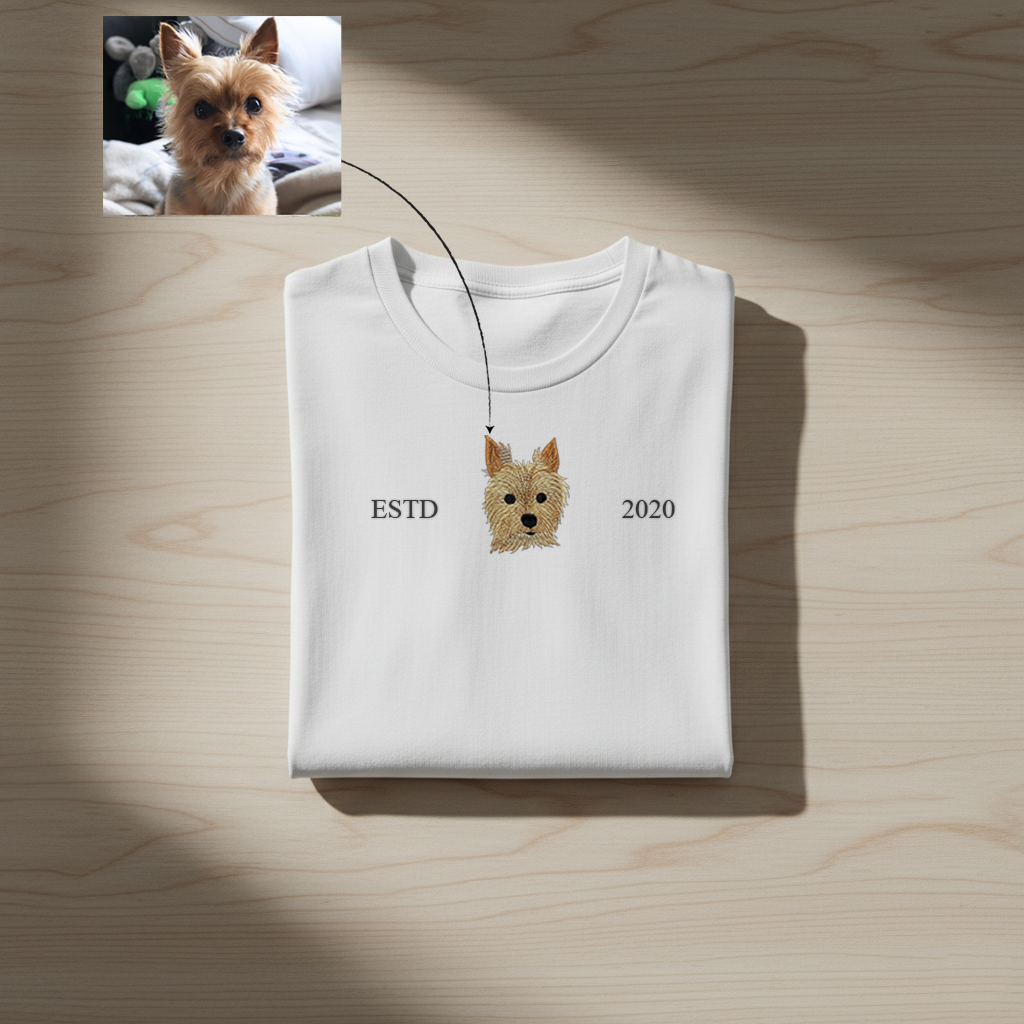 Customized Pet ESTD Embroidered T Shirt – The Perfect Gift for Pet Lovers