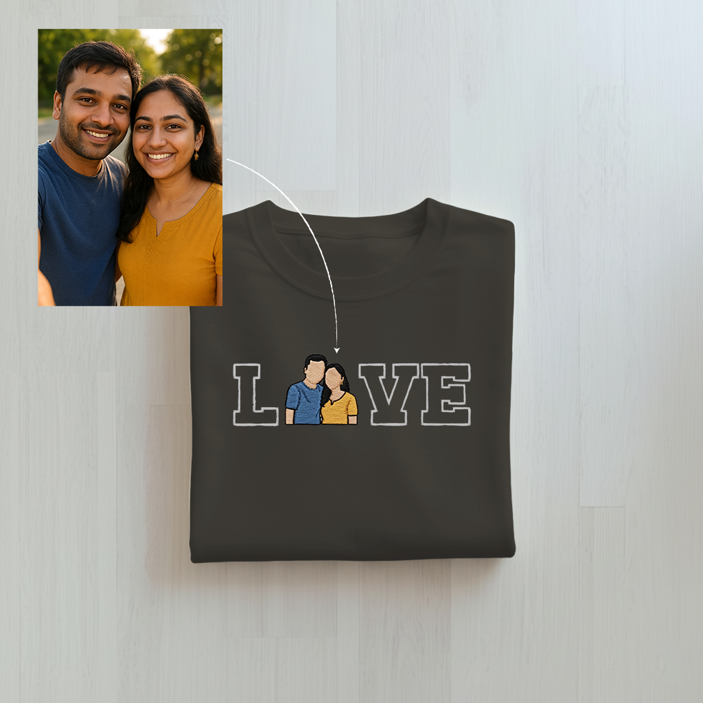 Customized Oversized Unisex T-Shirt for Your Loved One with LOVE outline design