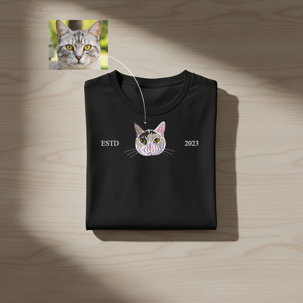 Customized Pet ESTD Embroidered T Shirt – The Perfect Gift for Pet Lovers