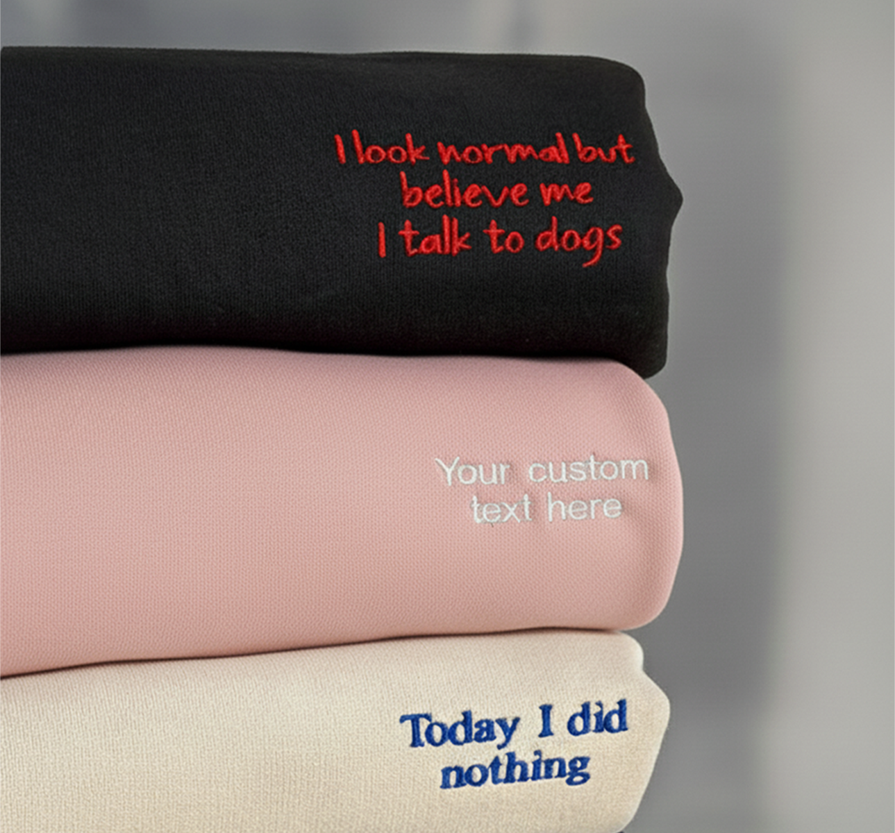 Customized Oversized T Shirts with Embroidered Left Side Text Only Design