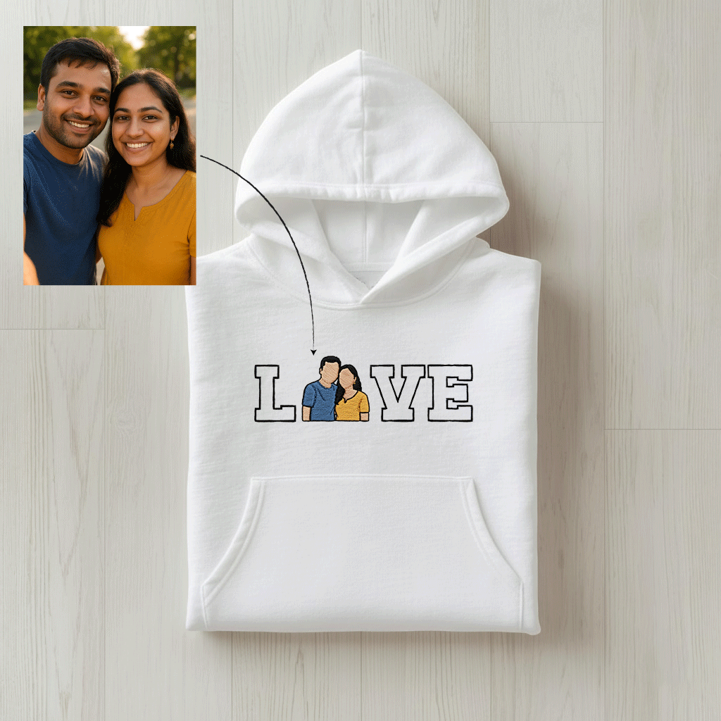 Customized Oversized Unisex Hoodie for Your Loved One with LOVE outline design