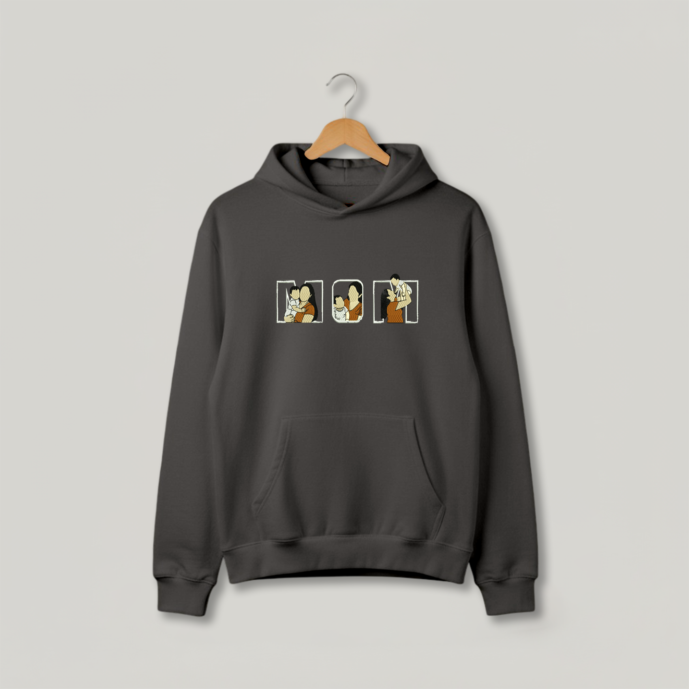 Customized Oversized Hoodie for Mom with MOM Inside Design Filled/Outline