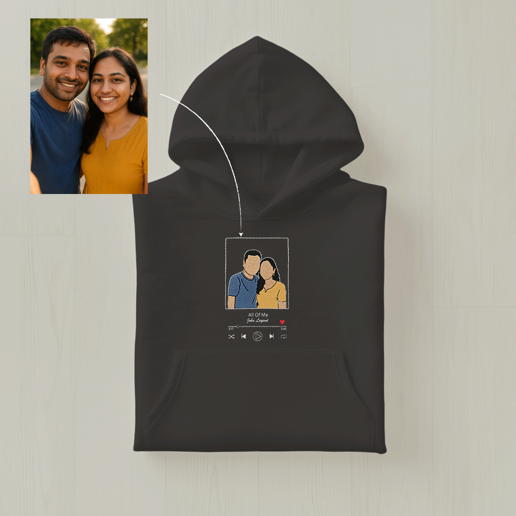 Customized Oversized Unisex Hoodie for Your Loved One with Music Player Design