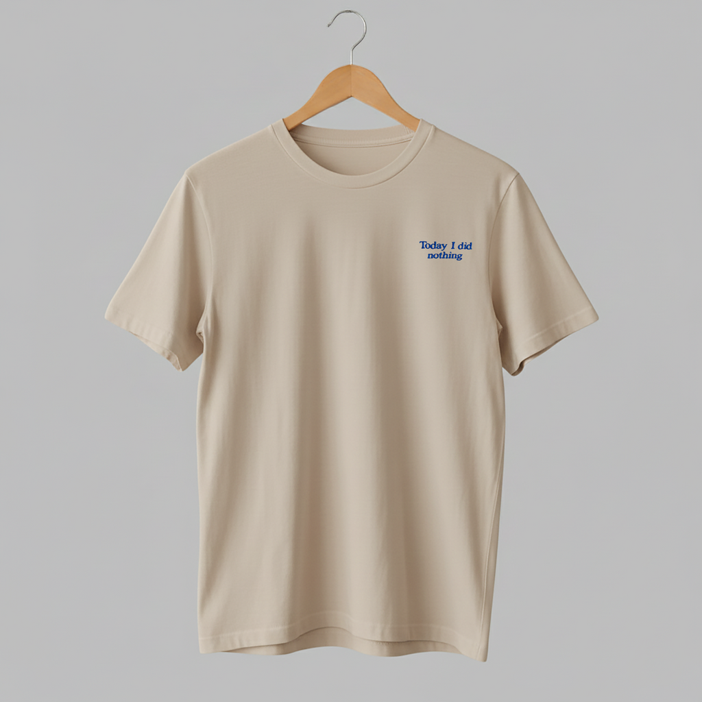 Customized Oversized T Shirts with Embroidered Left Side Text Only Design