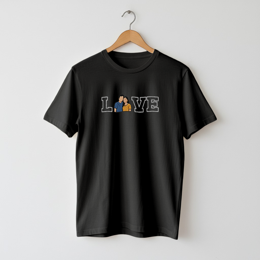 Customized Oversized Unisex T-Shirt for Your Loved One with LOVE outline design