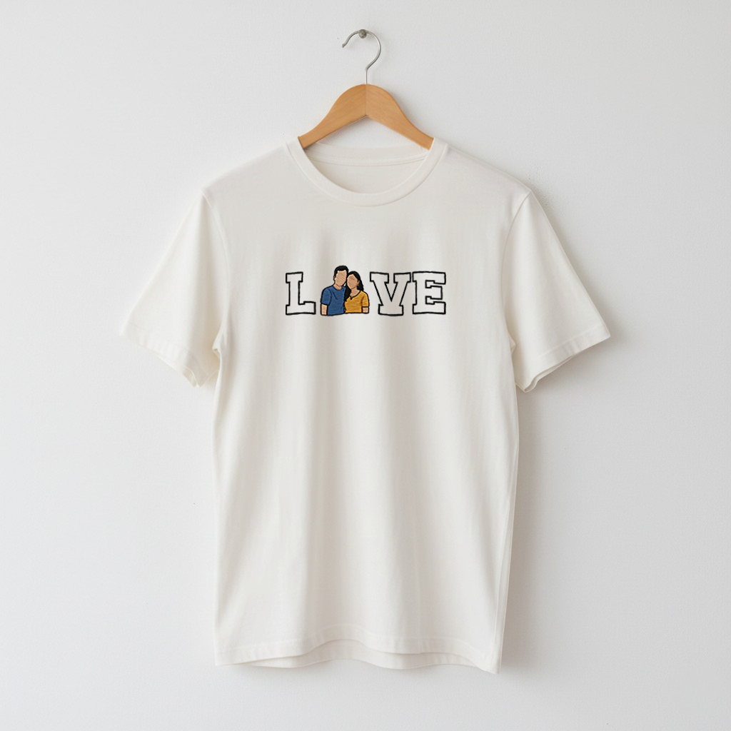 Customized Oversized Unisex T-Shirt for Your Loved One with LOVE outline design