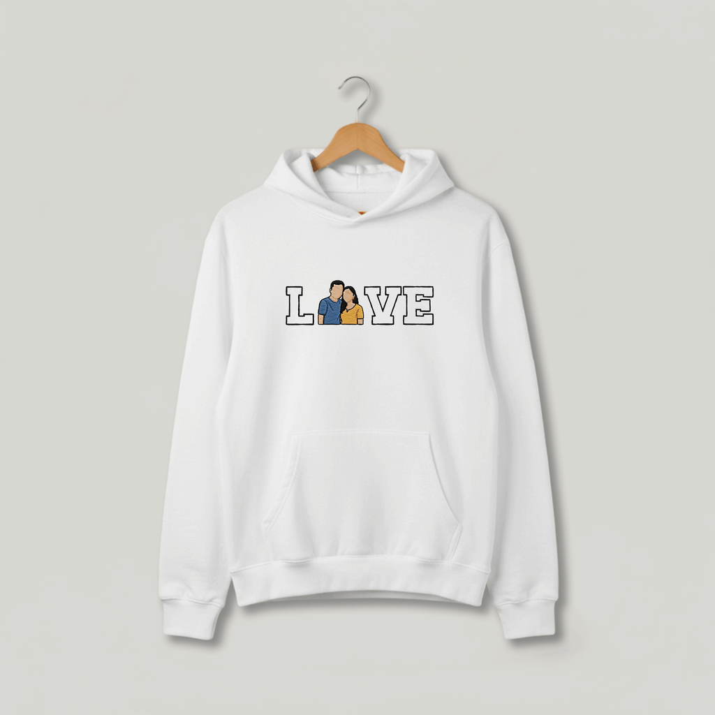 Customized Oversized Unisex Hoodie for Your Loved One with LOVE outline design