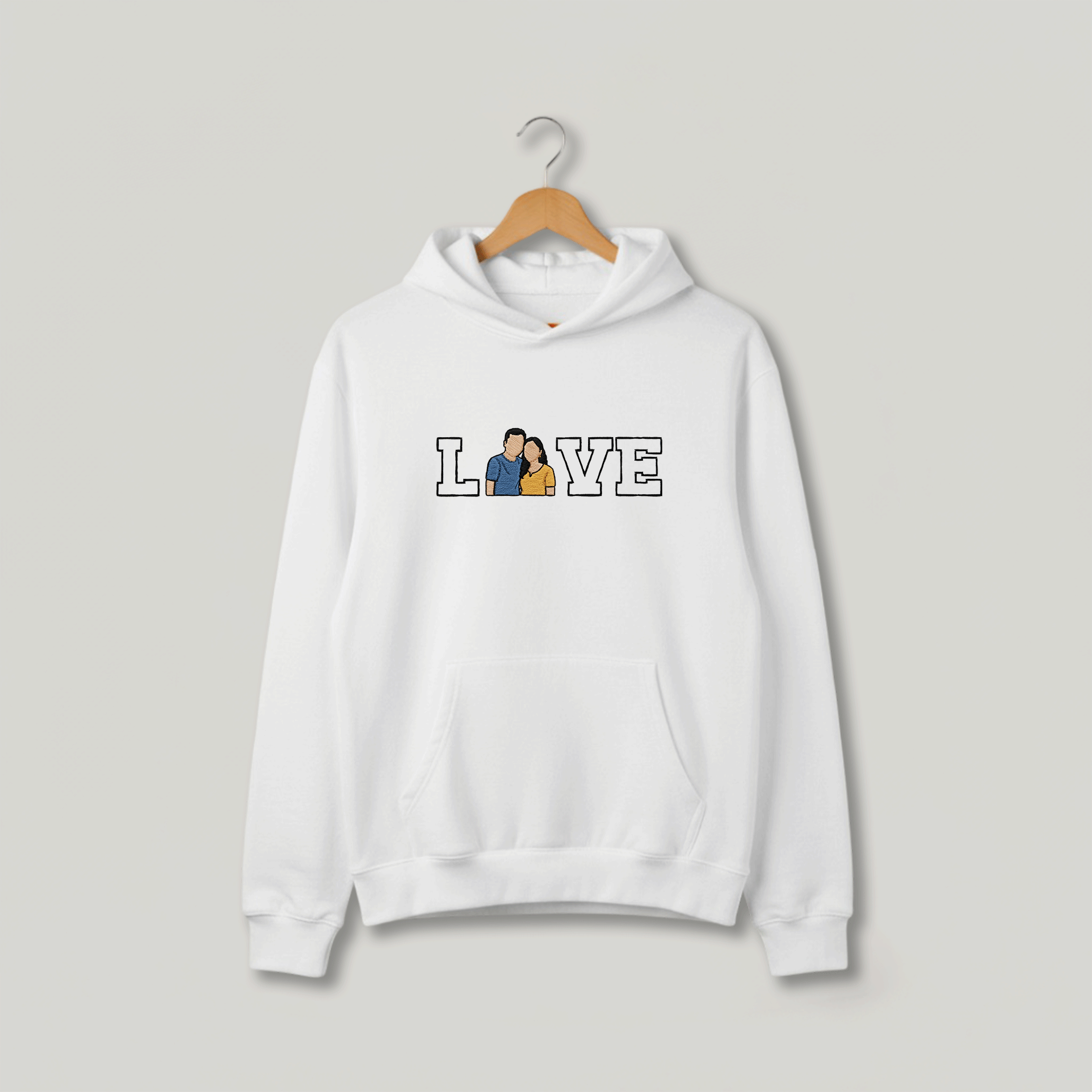 Customized Oversized Unisex Hoodie for Your Loved One with LOVE outline design