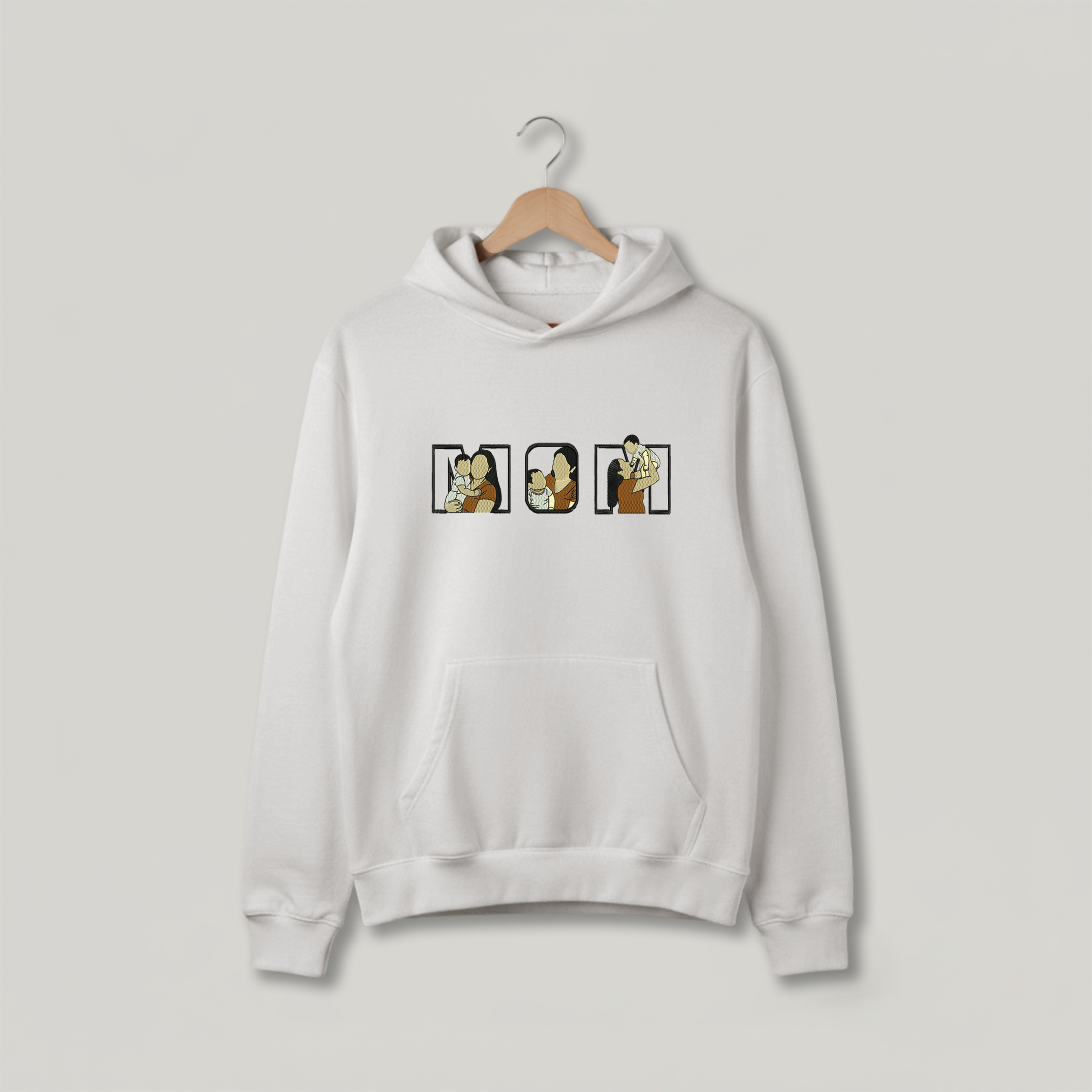Customized Oversized Hoodie for Mom with MOM Inside Design Filled/Outline